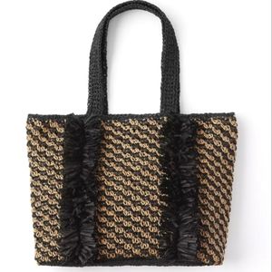 NWT, LOFT women's frindge detail straw tote/ beach bag